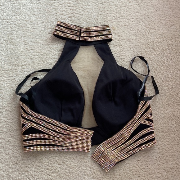 Jovani black and gold two piece formal/ prom gown - Picture 5 of 8